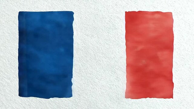 Stylized French Flag in Bold Watercolor on Textured Paper