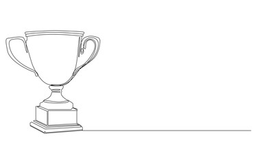 continuous one line drawing of trophy cup competition, Trophy continuous line drawing
