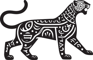 Black and White Jaguar Vector Illustration – Minimalist Wild Cat Silhouette Art
