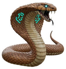 Fototapeta premium Dangerous Robotic King Cobra with Glowing Blue Markings
