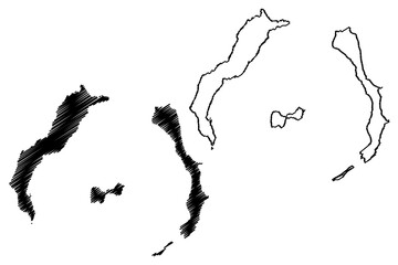 Los island (Republic of Guinea, Atlantic Ocean, Sangareya Bay) map vector illustration, scribble sketch Iles de Los map