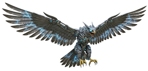 Fototapeta premium Majestic Robotic Thunder Eagle with Electric Wings