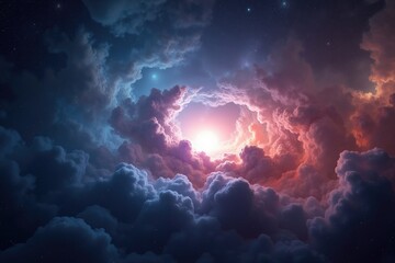 Cosmic Nebula Vibrant Celestial Clouds  Radiant Star