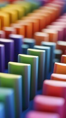 Fototapeta premium 3D render of colorful rainbow dominoes arranged in an abstract spiral pattern