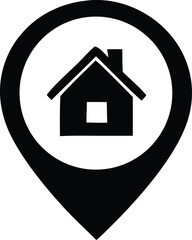 Black and white house location marker simple home icon design