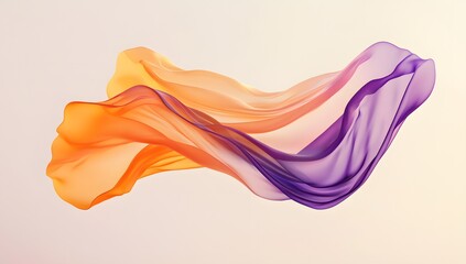 3D render of colorful abstract wavy cloth floating in the air