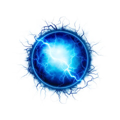 Electric blue energy orb isolated on a white background