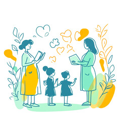 happy family in the garden