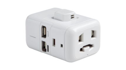 Universal travel adapter with USB ports for international business travel
