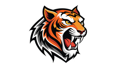 Aggressive tiger head mascot design illustration