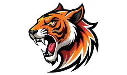 Aggressive roaring tiger head mascot design