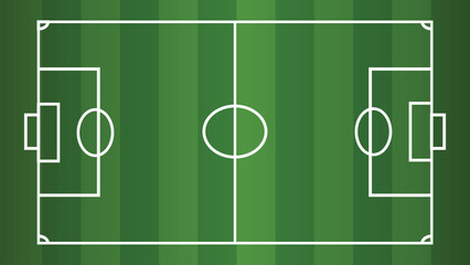 Top view of football or soccer field with green grass texture and frame vector EPS 10 illustration