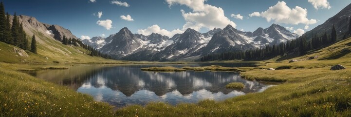 Majestic Mountain Lake A Breathtaking Panorama of Natures Beauty