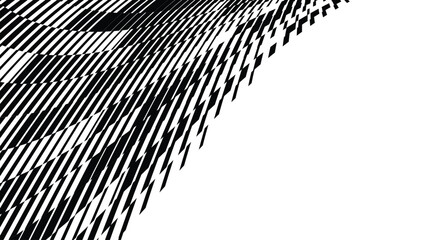 Vector abstract geometric seamless pattern with wave fading lines, tracks, halftone stripes. Extreme sport style illustration, urban art. Trendy monochrome graphic texture. Stylish sports pattern.