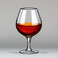 Amber Liquid in a Crystal Snifter Glass Illustration