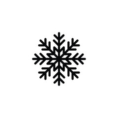 Black Outline Illustration of a Geometric Snowflake on a White Background