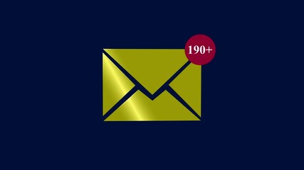 Email envelope with 190 plus notifications on dark blue background - Powered by Adobe