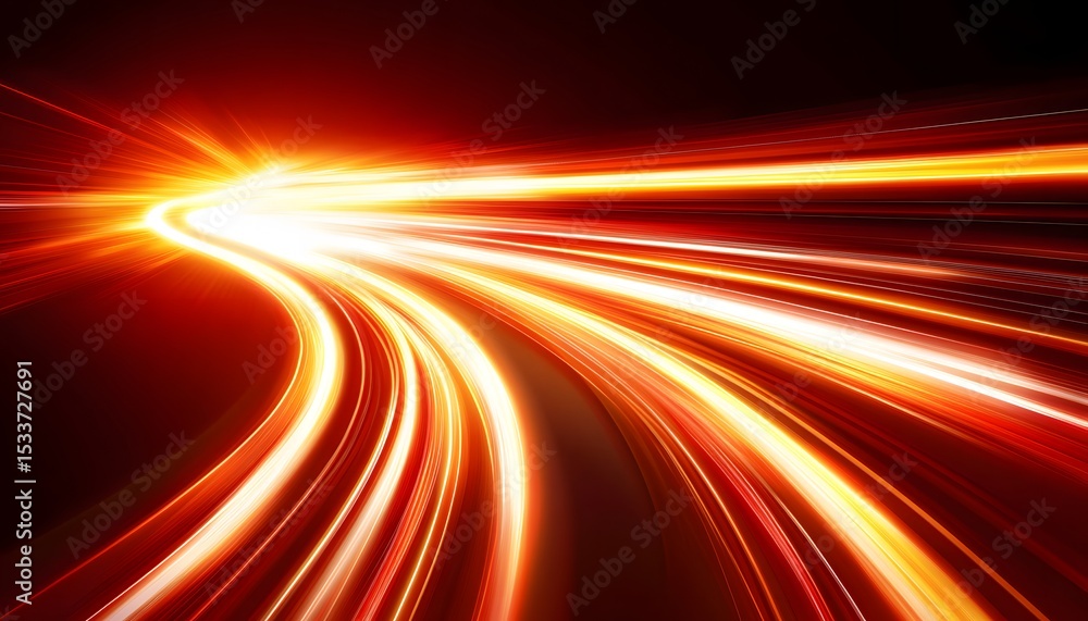 Poster abstract image of a curved path of bright lights.