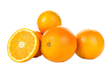 Fresh juicy oranges isolated on white background png isolated on a white background