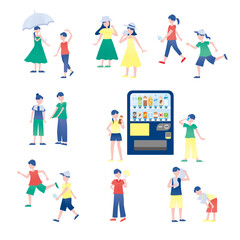 Fototapeta premium 夏の人のイラストセット
