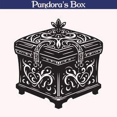 Pandora’s Box Vector Illustration – Ornate Mythical Artifact Silhouette Design