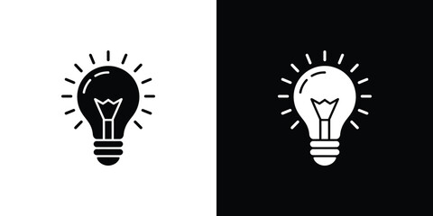 Light Bulb Icon Illustration on Black and White Background Innovation, Idea, and Energy