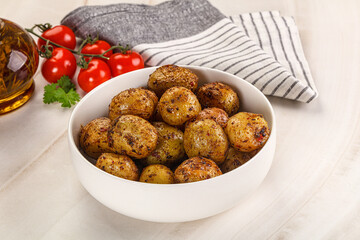 Baked mini potato with herbs