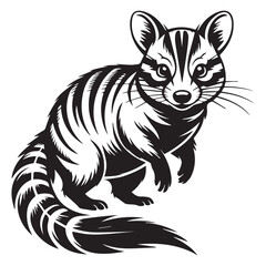 Fototapeta premium Black Banded Palm Civet Vector Illustration – Stylized Black and White Tropical Mammal Icon Isolated on White Background