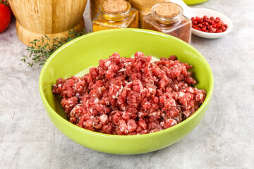 Raw beef minced meat for cooking