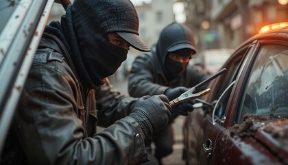 Stolen Car Break-in - Side View of Thieves