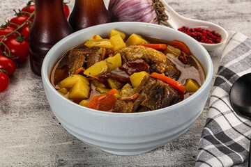 Gourmet Oxtail beef soup with vegetables