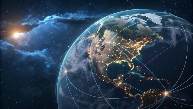 Holding globe in hand demonstrating global businesses . AI GENERATED