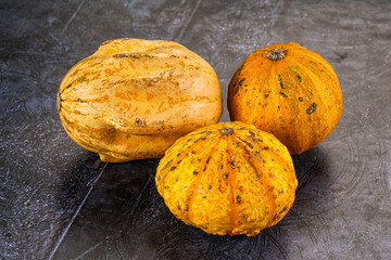 Decorative yelow pampkin seasonal vegetables