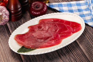 Raw tuna slises sashimi snack