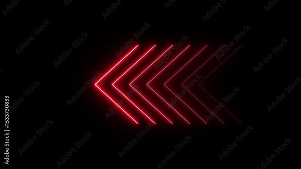 Poster red neon line arrow animation. glowing left arrow looping animated. direction neon arrow sign motion