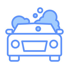 Fototapeta premium Car Wash Outline Blue Color Icon