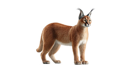 Caracal wild cat side view on transparent background
