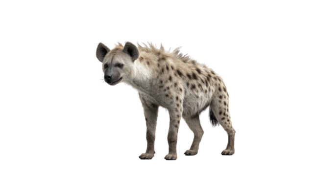 Spotted hyena full body isolated PNG image