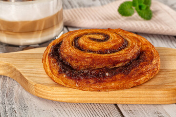 Homemade cinnabon swirl pastry with cinnamon