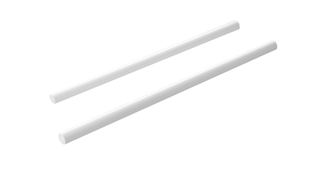 White cylindrical rods design element, perfect for industrial or architectural renders. Isolated on transparent background