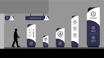 Exterior and interior signage template set corporate identity