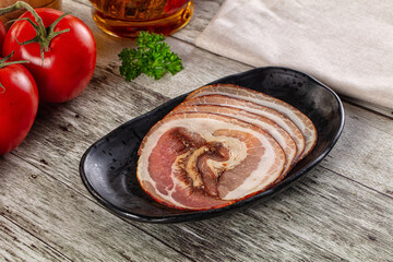Iralian pancetta sausage pork meat