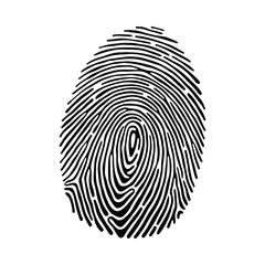 Fingerprint identification security identity unique personal authentication crime forensic law enforcement vector illustration silhouette