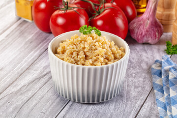 Vegan cuisine - boiled bulgur garnish