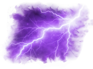 Purple lightning bolt energy storm isolated on a white background png