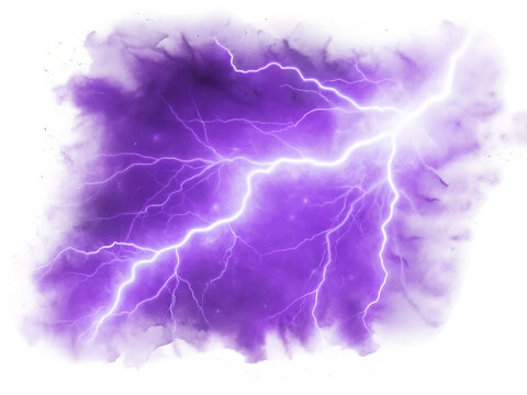 Purple lightning bolt energy storm isolated on a white background png