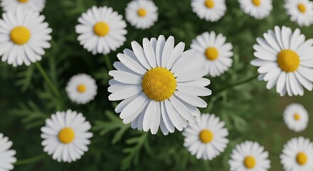 Fototapeta premium Daisy Flower Field with White Petals and Yellow Centers