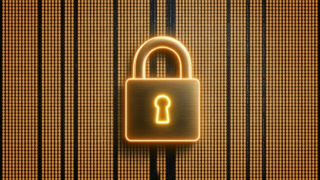 Glowing Padlock Symbolizes Digital Cybersecurity and Data Protection Security