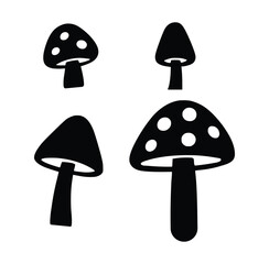 Minimalist Mushroom Silhouettes Vector Set