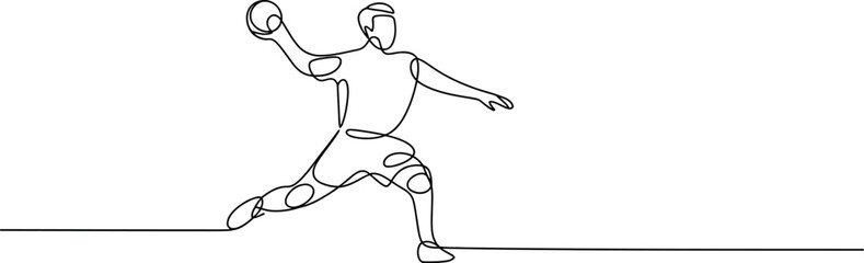 Fototapeta premium One Line Drawing of a Handball Player